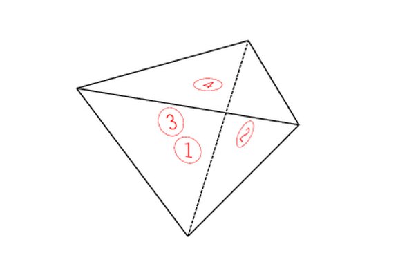 Tetrahedron mit gekennzeichneten Seiten
