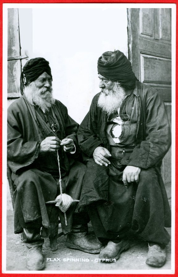 Cyprus, man spinning flax