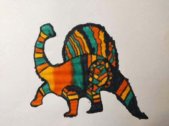 farbiges Dino, Zeichnung von Jules Dias Meulleman