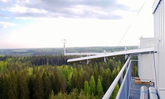Measuring tower in a forest in Finland