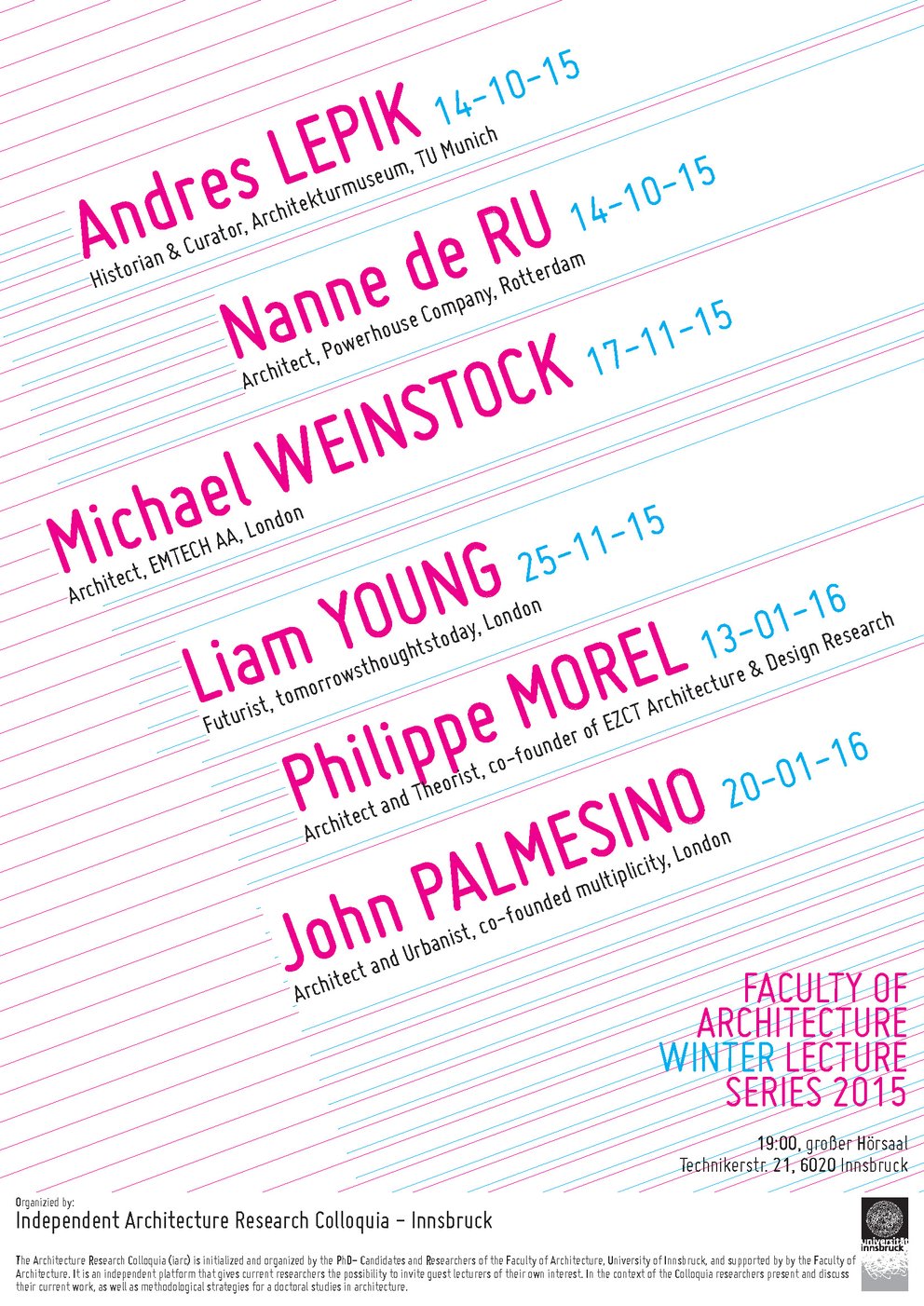 FACULTY OF ARCHITECTURE WINTER LECTURE SERIES 2015