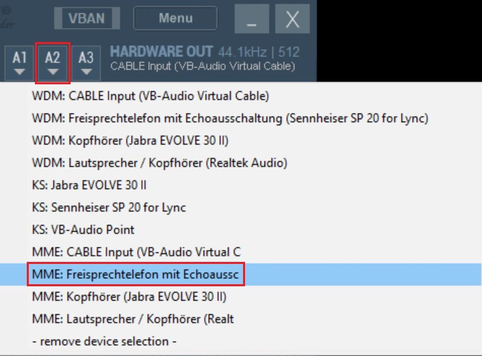 Voicemeeter Output A2