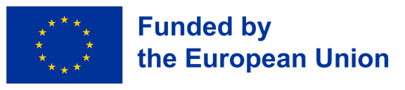 Rechts das Emblem der Europäischen Union, links der Text "Funded by the European Union"