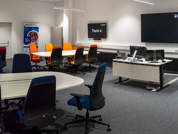 Seminarraum für hybrides Lehren und Lernen.