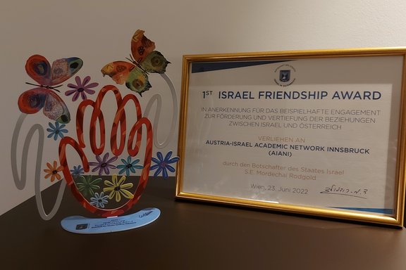 Urkunde Israel Friendship Award