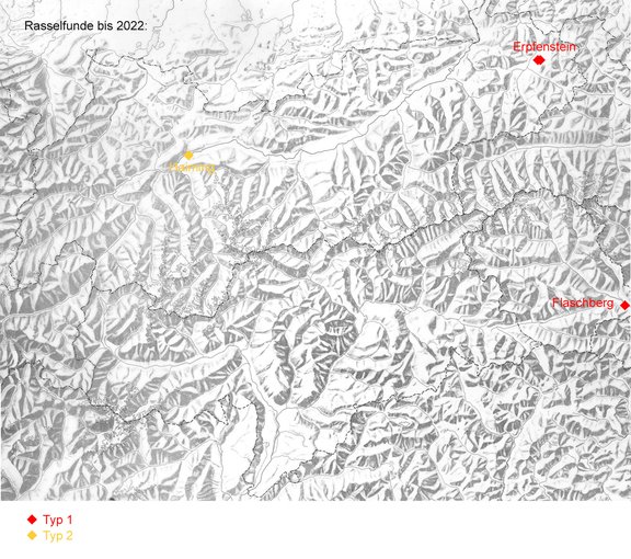 Kartierung der Fundstellen (Einzelfunde bis 2022)