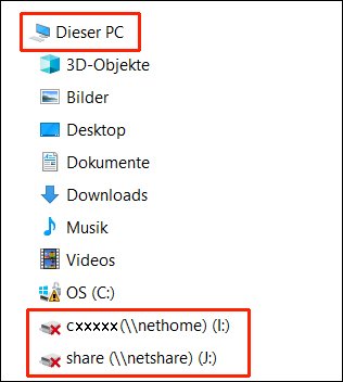 Anzeige Netzlaufwerke