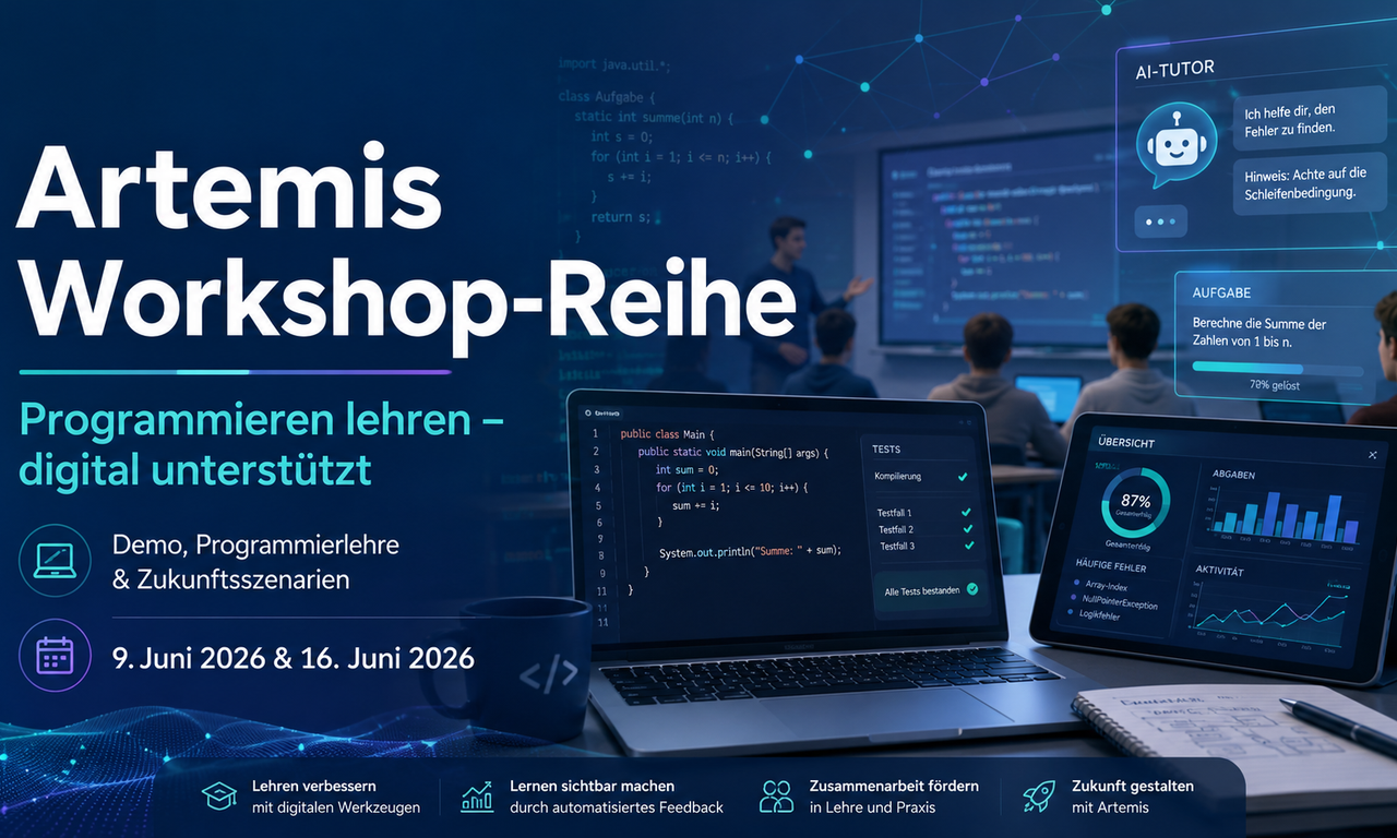 Logo und Ankündigung für die Artemis Workshop-Reihe