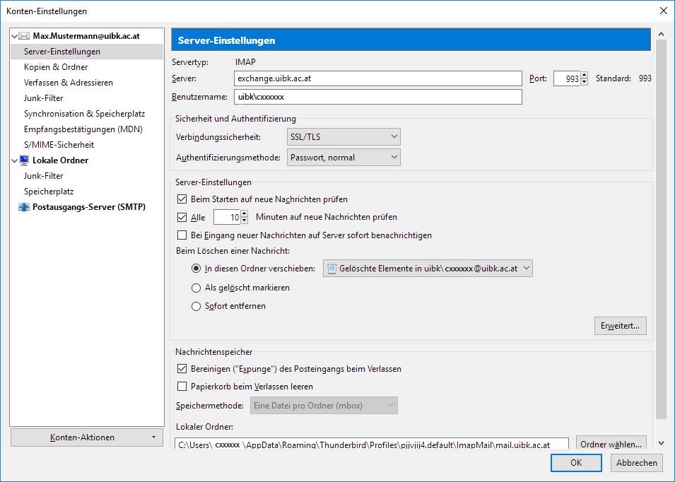 Konten - Servereinstellung