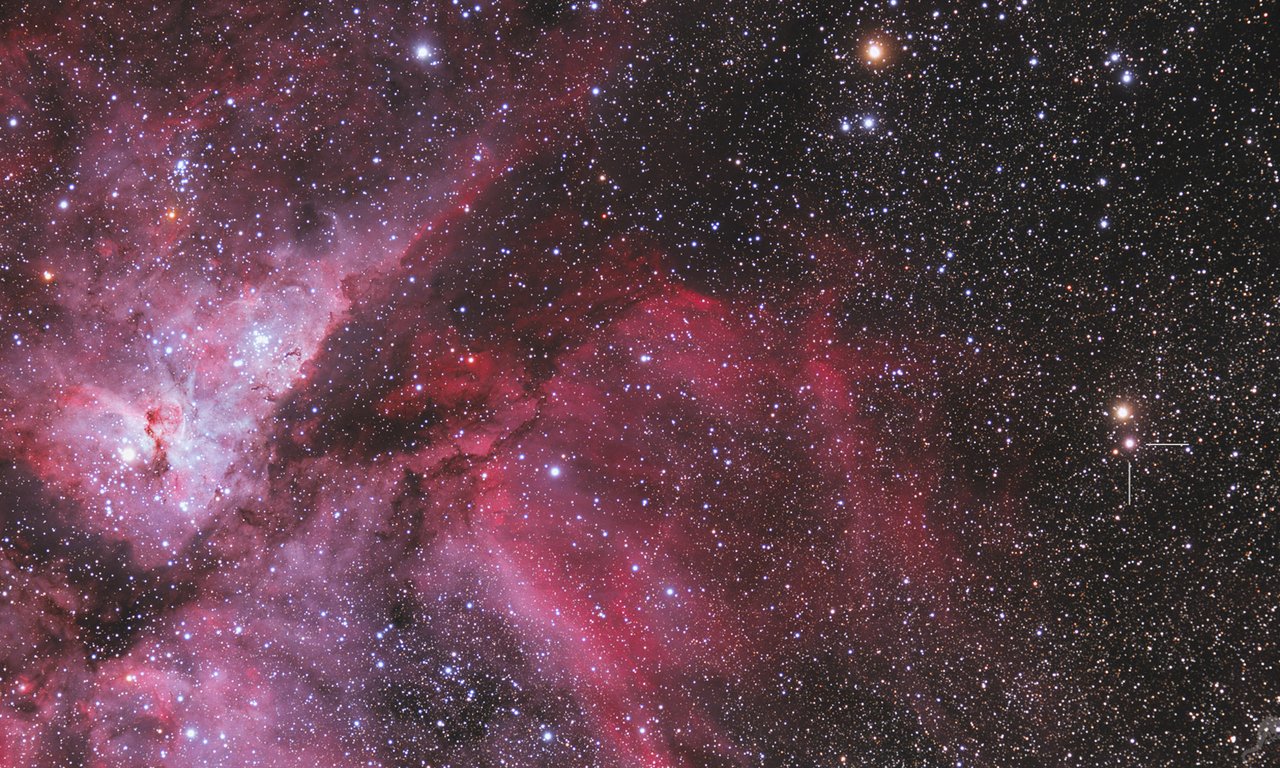 Position der Nova Carinae 2018 am Himmel, aufgenommen am 5. April 2018.