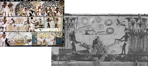 Wandmalerei in Grab 261 in Dra Abu-el-Naga