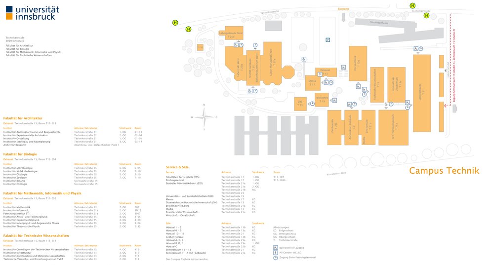 Ein Lageplan des Campus Technik