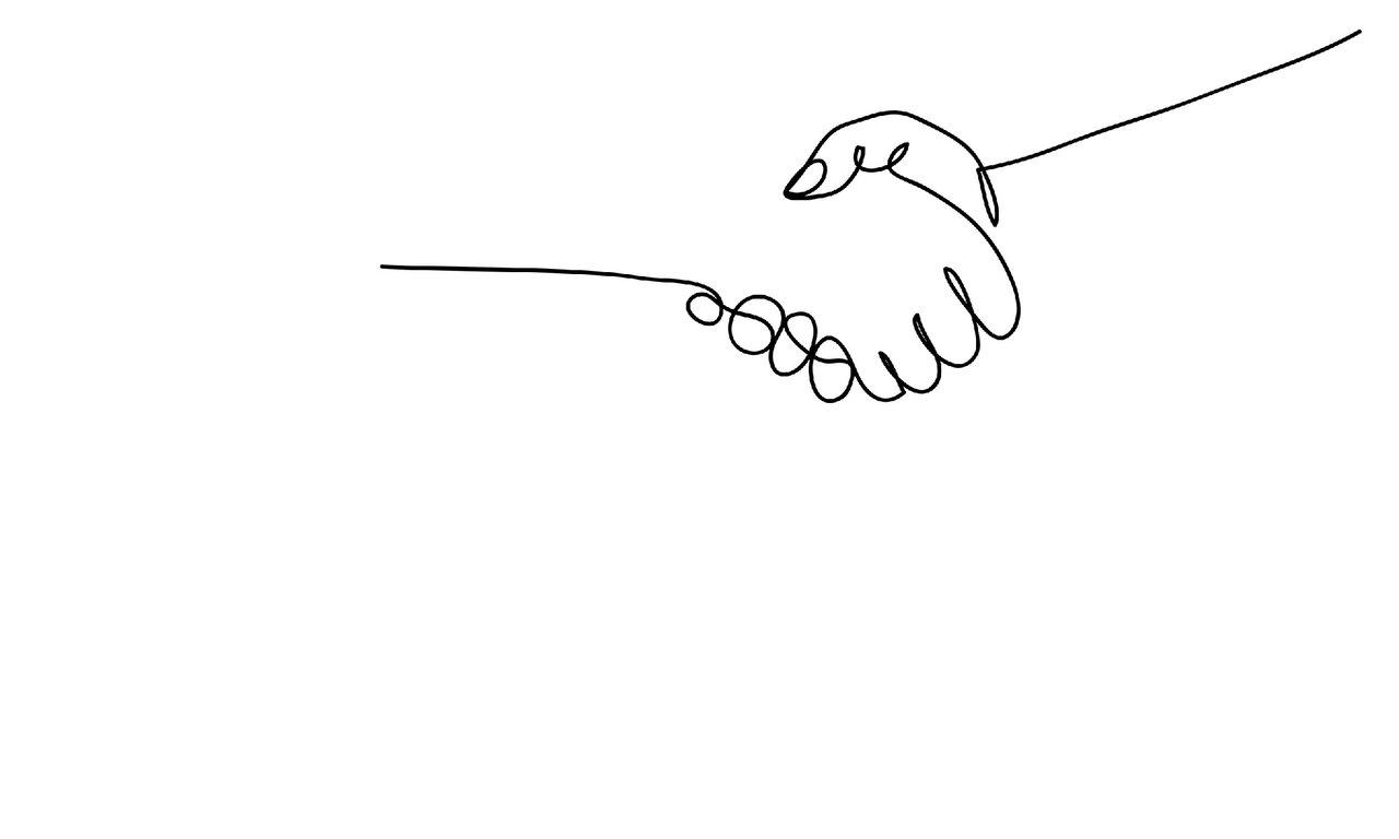 Drawn hands reaching for one another