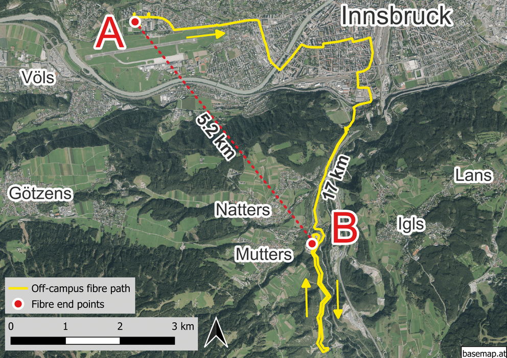 Fiber network from Innsbruck Campus Technik to Industry Park Gärberbach Mutters