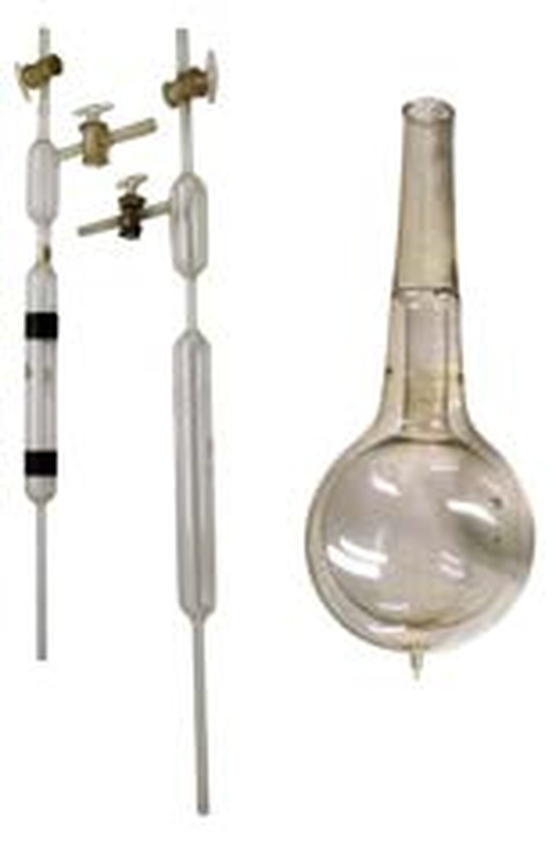 2 Glasröhren mit zylindrischer und rechts doppelwandiger evakuierter Kolben