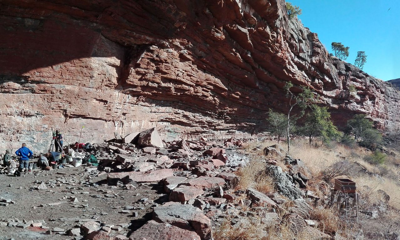 the archaeological site at a rock shelter in South Africa