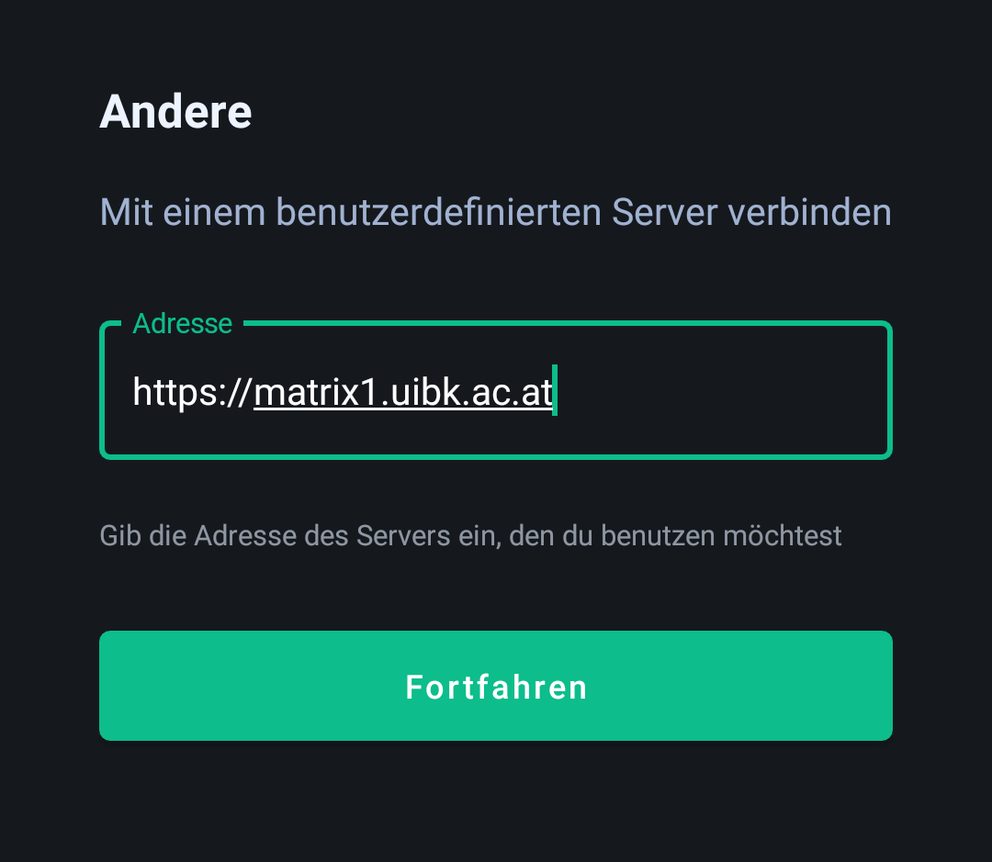 Anmelden Android App matrix1