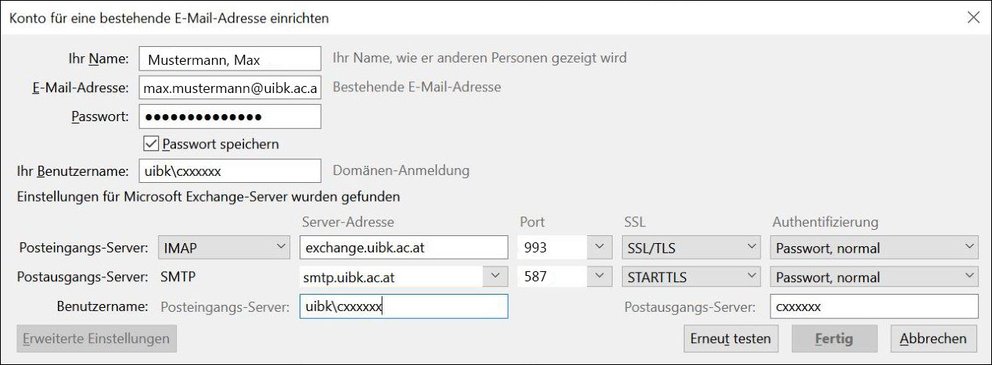 Konto einrichten ab Thunderbird 68