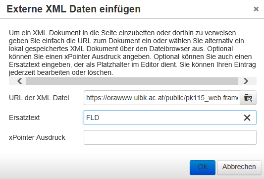 XML-Daten einfügen XML-Daten einfügen